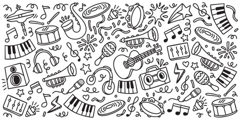 Hand drawn music and party element doodle vector illustration