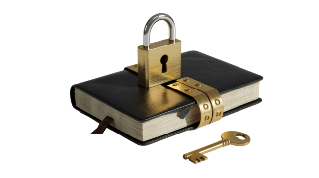 Locked Journal with Key Isolated - Powered by Adobe