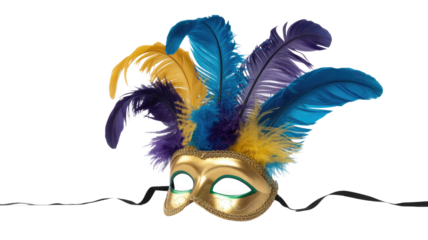 Mardi Gras Mask with Feathers, Isolated