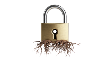 Padlock with Roots Isolated
