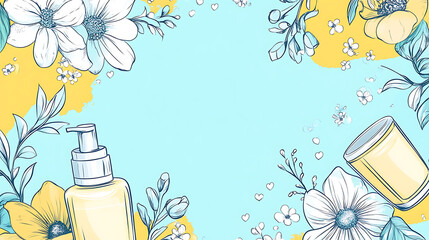 A cute cosmetic-themed background, perfect for use as a decorative backdrop or wallpaper.