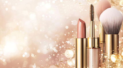 A cute cosmetic-themed background, perfect for use as a decorative backdrop or wallpaper.