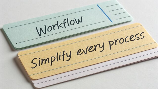 Workflow and Simplify Every Process Cards for Effective Business Management and Organization Techniques