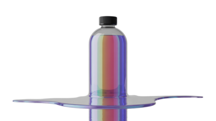 Shiny Bottle with Liquid Spill