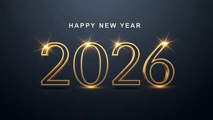 Luxury 2026 text with light glowing effects on dark blue background template
