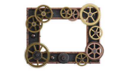 Steampunk Gear Frame Isolated