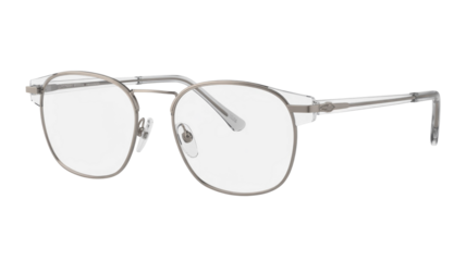 Stylish Silver Metal Frame Glasses on Black