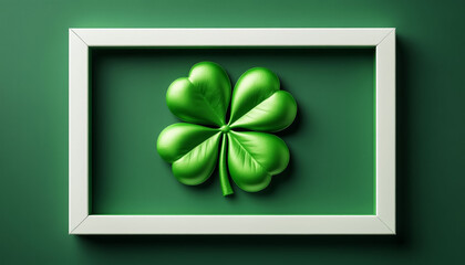 Shamrock Clover Leaf on Green Background Saint Patricks Day Holiday Symbol