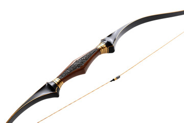 Classic recurve archery bow equipment isolated on transparent background