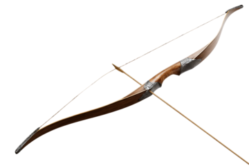 Hunting archery bow with sleek design isolated on transparent background