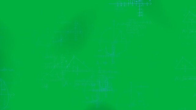 Animation of neon blue mathematical formulae moving on glowing background