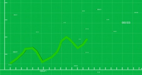 Animation of a green statistic arrow over a grey grid with numbers increasing on it - Powered by Adobe