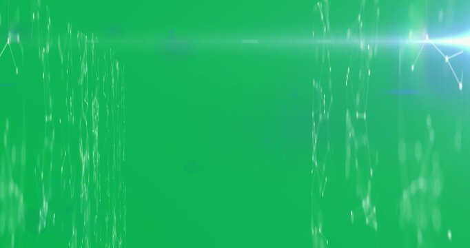 Animation of network of digital information flowing through screens of computer servers