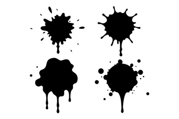 ink splatters and drips silhouette Vector