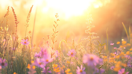 A beautiful floral scene featuring colorful and delicate flowers in a natural setting