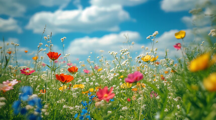 A beautiful floral scene featuring colorful and delicate flowers in a natural setting