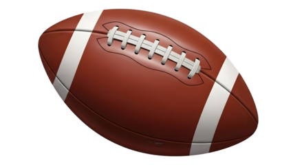 Brown and white rugby ball isolated on transparent background