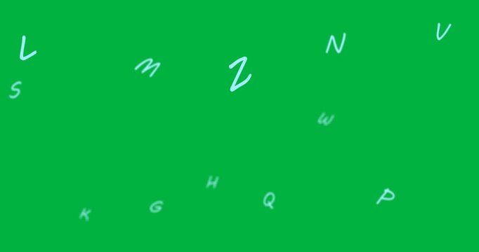 Digital animation of blue english alphabets floating against black background