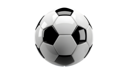 Black and white soccer ball isolated on transparent background