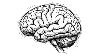 Fototapeta premium Anatomical drawing of the human brain on white background