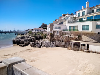 Cascais, Portugal. An empty city beach in April.