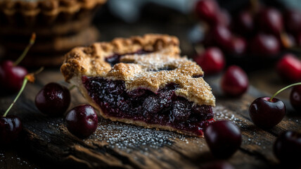 Homemade Cherry Pie with Lattice Crust, Rustic Bakery-Style Dessert Photography