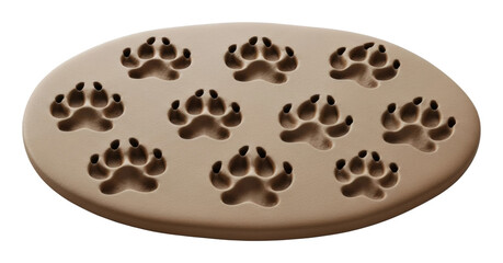 Fototapeta premium Paw print imprint mat home pet accessories top view isolated on transparent background