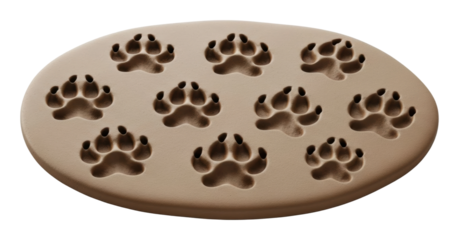 Paw print imprint mat home pet accessories top view isolated on transparent background