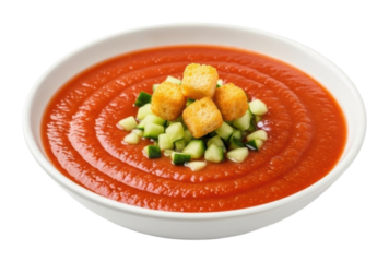 Hearty tomato soup with croutons a cozy kitchen experience isolated on transparent background