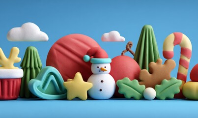 Fototapeta premium Modern Seasonal Holiday Cartoon Illustration in 3D Clay with Topaz Enhance Effects