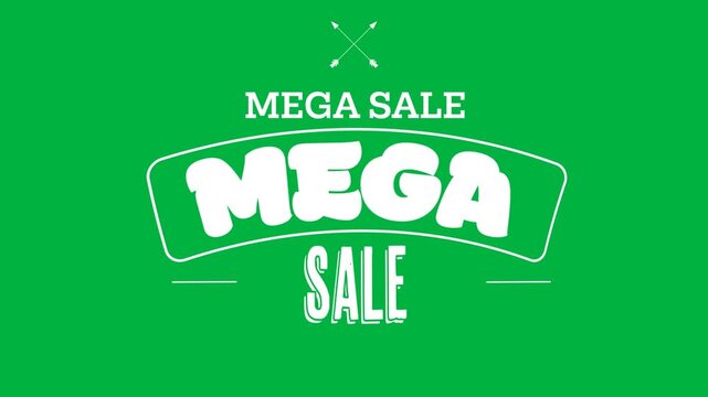 Animation of white text mega sale, with crossed arrows, on black background