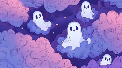 Adorable Halloween-themed background design, ideal for creating playful and festive backdrops or wallpapers.