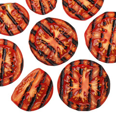 Grilling sliced tomatoes backyard barbecue food isolated on transparent background