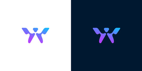 Modern abstract letter W logo design with a vibrant gradient color palette, ideal for contemporary branding and visual identity projects