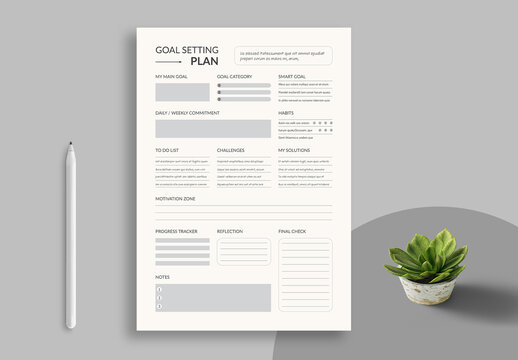 Minimal Style Goal Setting Planner Layout