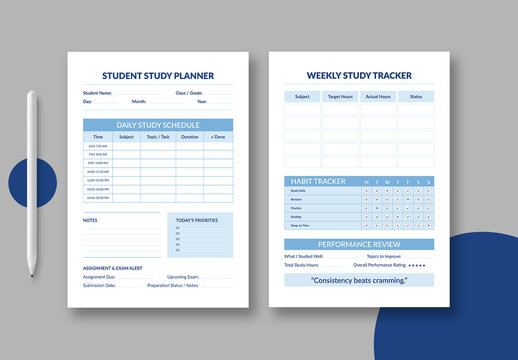 Student Study Planner Template Layout