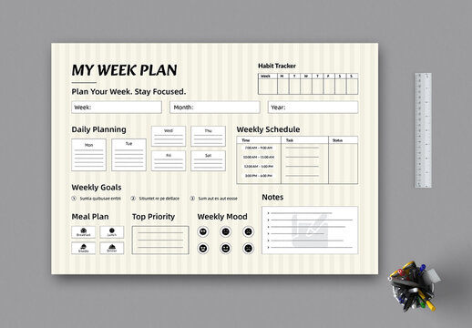 Weekly Landscape Planner Template Layout