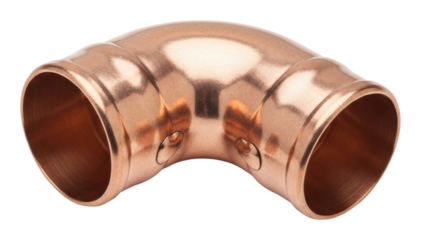 Copper plumbing elbow fitting home improvement product isolated on transparent background