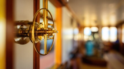 gyroscope. Gyroscope maintaining level inside a gently rocking ship's cabin. STEM education sheets, lab safety posters, designed for biotech research communications, clarifies complex topics.