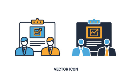 Business teamwork meeting icon illustration for data analysis presentation