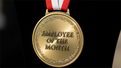 EMPLOYEE OF THE MONTH medal - Staff recognition, workplace - Employee Recognition Concept