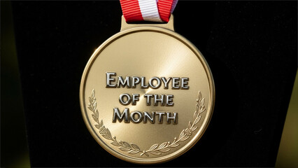 EMPLOYEE OF THE MONTH medal - Staff recognition, workplace - Employee Recognition Concept