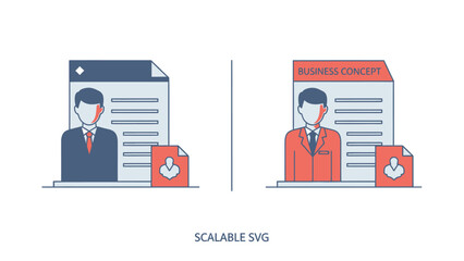 Business concept illustration documents with person icons in vector style