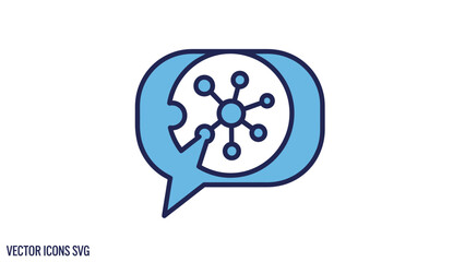 Abstract communication icon network within speech bubble on white background