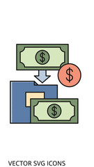 Financial transaction icon depicting transfer of funds for business concept