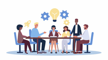 Diverse team brainstorming ideas in modern office setting