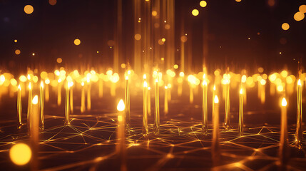 Ultra-realistic golden finance background with stock market graphs, money, gold bars, candlestick charts, luxury infographic design.