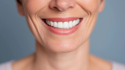 Anti-aging, smiling woman showcasing bright, healthy teeth.
