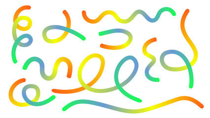 Colorful gradient organic line elements collection. Vector color lines with gradient. 