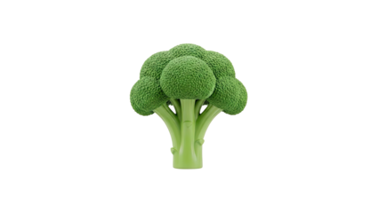 3D A healthy, green broccoli head isolated on white on transparent background